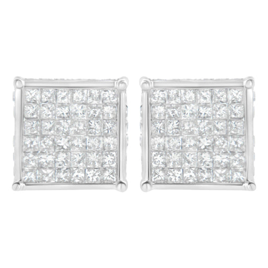 10K White Gold 2ct TDW Princess-Cut Composite Diamond Stud Earring (I-J ,I2-I3)-0
