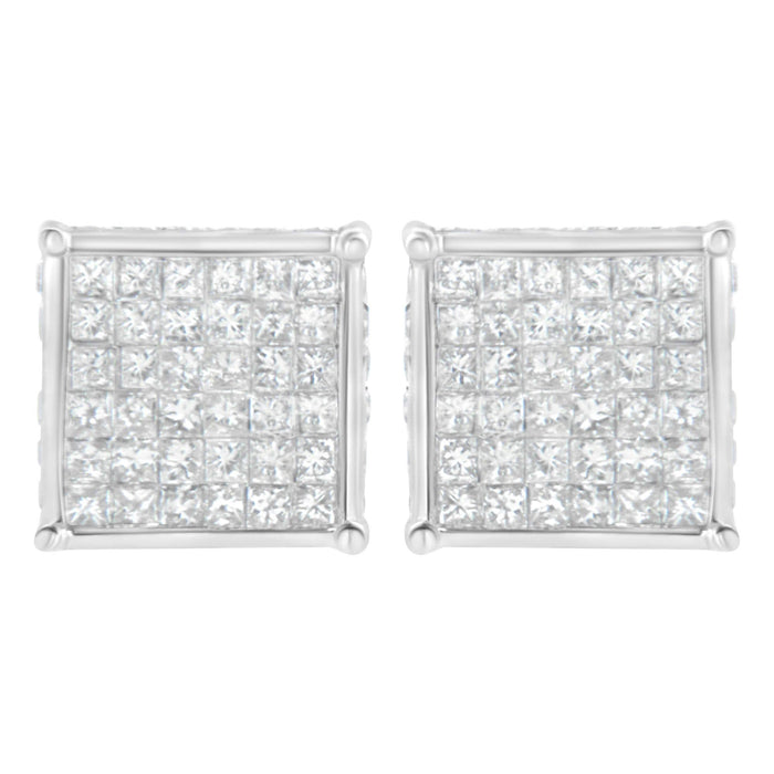 10K White Gold 2ct TDW Princess-Cut Composite Diamond Stud Earring (I-J ,I2-I3)