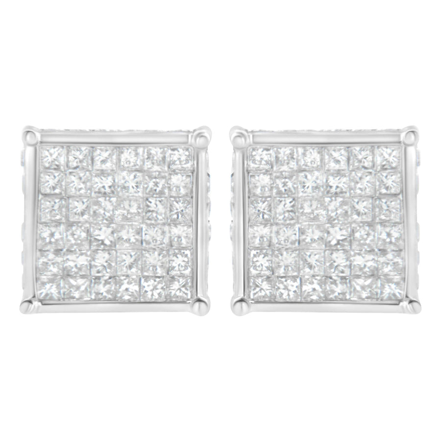 10K White Gold 2ct TDW Princess-Cut Composite Diamond Stud Earring (I-J ,I2-I3)