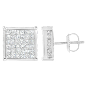 10K White Gold 2ct TDW Princess-Cut Composite Diamond Stud Earring (I-J ,I2-I3)-1