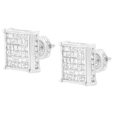 10K White Gold 2ct TDW Princess-Cut Composite Diamond Stud Earring (I-J ,I2-I3)-4 thumbnail 5