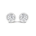 14K white gold earrings with 2 round diamond stones in bezel settings