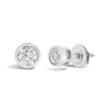 14K White Gold 1/2 Cttw Lab Grown Diamond Bezel Solitaire Stud Earrings-1 thumbnail 2