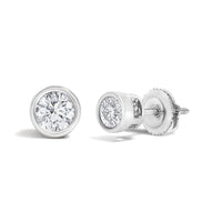 14K White Gold 1/2 Cttw Lab Grown Diamond Bezel Solitaire Stud Earrings
