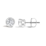 14K White Gold 1/2 Cttw Lab Grown Diamond Bezel Solitaire Stud Earrings-3 thumbnail 4