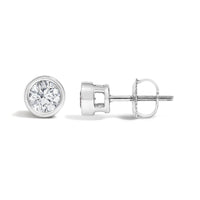 14K White Gold 1/2 Cttw Lab Grown Diamond Bezel Solitaire Stud Earrings