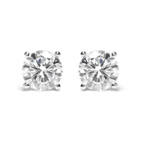 IGI Certified 14K White Gold 5.00 Cttw Round Brilliant-Cut Lab Grown Diamond Classic 4-Prong Stud Earrings with Screw Backs (F-G Color, SI1 Clarity)