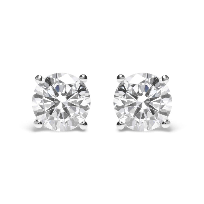 IGI Certified 14K White Gold 5.00 Cttw Round Brilliant-Cut Lab Grown Diamond Classic 4-Prong Stud Earrings with Screw Backs (F-G Color, SI1 Clarity)