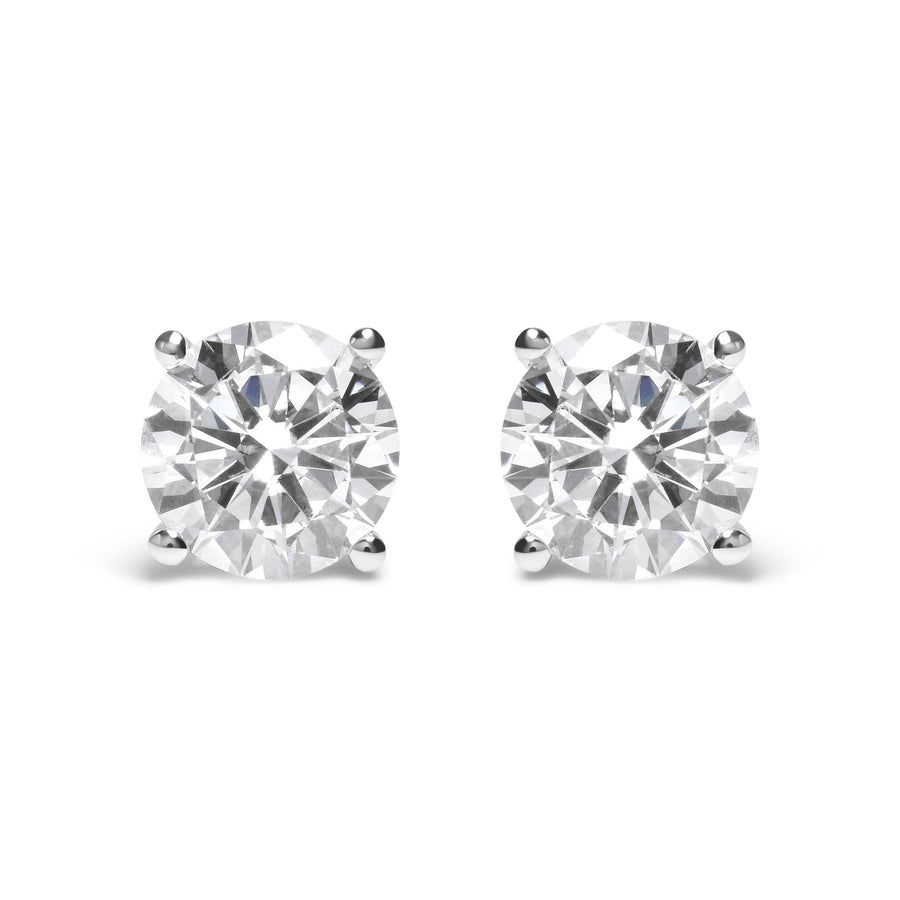 IGI Certified 14K White Gold 5.00 Cttw Round Brilliant-Cut Lab Grown Diamond Classic 4-Prong Stud Earrings with Screw Backs (F-G Color, SI1 Clarity)