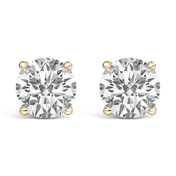 14K Gold Round Lab Grown Diamond Solitaire Stud Earrings with Screw Backs
