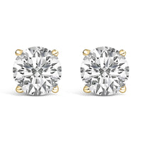14K Gold Round Lab Grown Diamond Solitaire Stud Earrings with Screw Backs