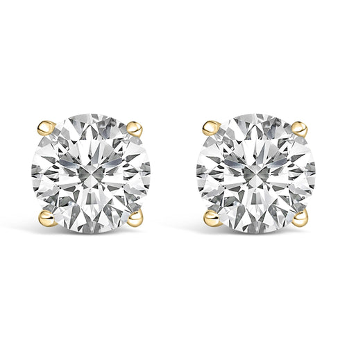 14K Gold Round Lab Grown Diamond Solitaire Stud Earrings with Screw Backs