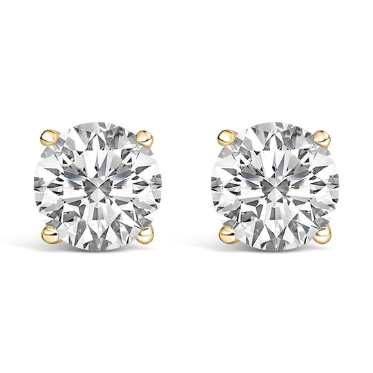 14K Gold Round Lab Grown Diamond Solitaire Stud Earrings with Screw Backs-0