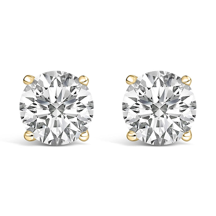 14K Gold Round Lab Grown Diamond Solitaire Stud Earrings with Screw Backs