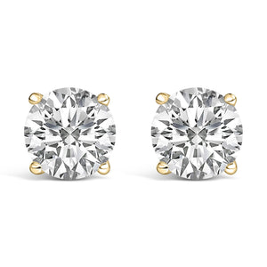 14K Gold Round Lab Grown Diamond Solitaire Stud Earrings with Screw Backs-1