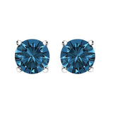 14K Gold Blue Lab Grown Diamond Stud Earrings with Screw Backs-2 thumbnail 3