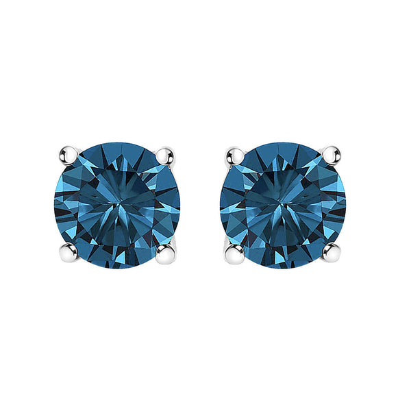 14K Gold Blue Lab Grown Diamond Stud Earrings with Screw Backs