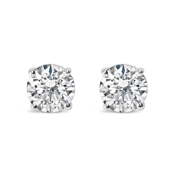 Platinum Round Lab Grown Diamond Solitaire Stud Earrings