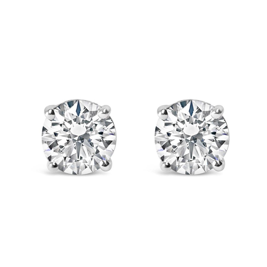 Platinum Round Lab Grown Diamond Solitaire Stud Earrings