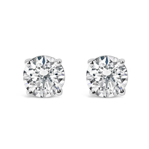 Platinum Round Lab Grown Diamond Solitaire Stud Earrings-1