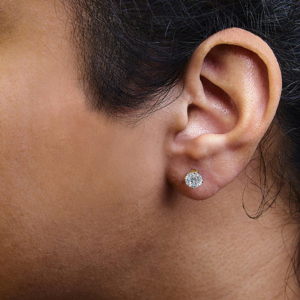 14K Gold 3.0 Cttw Lab Grown Diamond Solitaire Stud Earrings