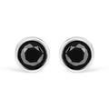 925 sterling silver stud earrings with round black diamond stones