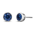 14K White Gold 1.0 Cttw Blue Lab Grown Diamond Screw-Back Classic Bezel Solitaire Stud Earrings (Blue Color, VS2-SI1 Clarity)-0