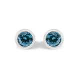 14K Gold Bezel Set Lab Grown Blue Diamond Solitaire Stud Earrings-2 thumbnail 3
