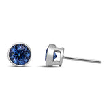 14K White Gold 1.0 Cttw Blue Lab Grown Diamond Screw-Back Classic Bezel Solitaire Stud Earrings (Blue Color, VS2-SI1 Clarity)-3 thumbnail 4