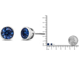 14K White Gold 1.0 Cttw Blue Lab Grown Diamond Screw-Back Classic Bezel Solitaire Stud Earrings (Blue Color, VS2-SI1 Clarity)-4 thumbnail 5