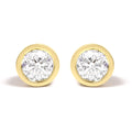 14K gold stud earrings with bezel-set round diamond stones