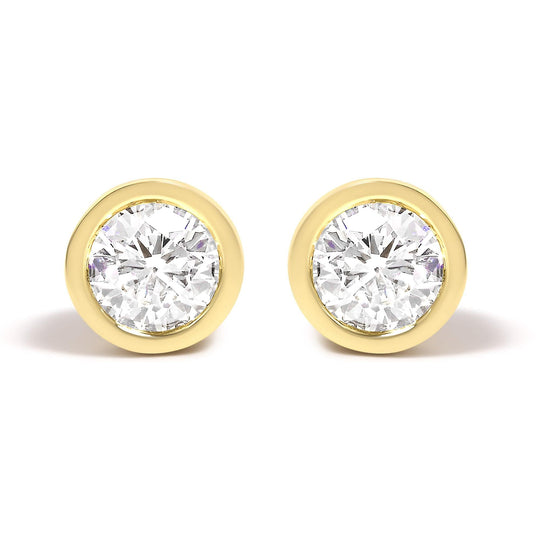 14K Gold Lab Grown Diamond Screw-Back Classic Bezel Solitaire Stud Earrings (G-H Color, VS2-SI1 Clarity)-0