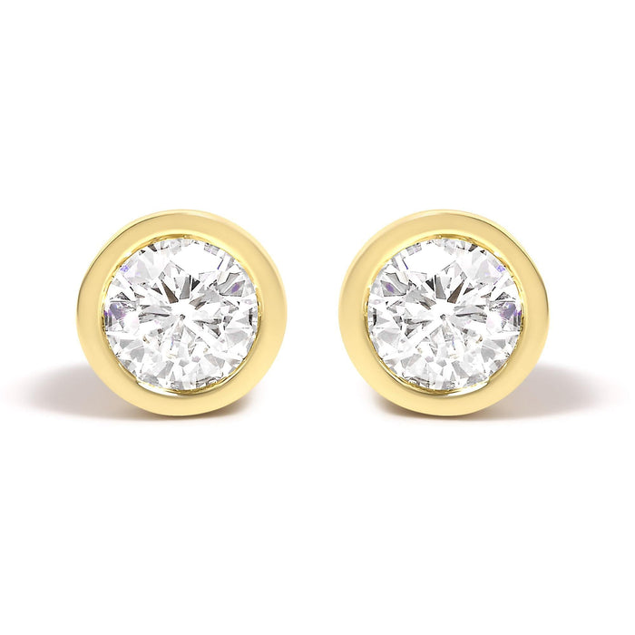 14K Gold Lab Grown Diamond Screw-Back Classic Bezel Solitaire Stud Earrings (G-H Color, VS2-SI1 Clarity)