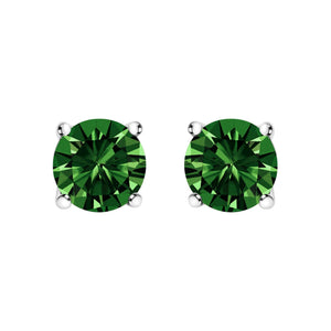 14K Gold 1/2 Cttw Lab Grown Green Diamond Classic Solitaire Stud Earrings with Pushback-1