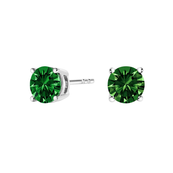 14K Gold 1/2 Cttw Lab Grown Green Diamond Classic Solitaire Stud Earrings with Pushback