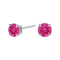 14K White Gold 1/2 Cttw Round Brilliant Cut Lab Grown Pink Diamond 4-Prong Classic Solitaire Earrings (Pink Color, VVS2-VS1 Clarity)-0