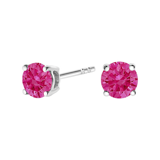 14K White Gold 1/2 Cttw Round Brilliant Cut Lab Grown Pink Diamond 4-Prong Classic Solitaire Earrings (Pink Color, VVS2-VS1 Clarity)-0