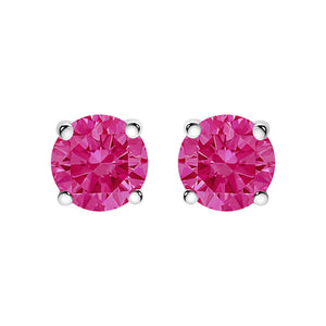 10K White Gold 1/2 Cttw Lab Created Round Brilliant Cut Pink Diamond Classic 4-Prong Solitaire Stud Earrings (Fancy Pink Color, VVS2-VS1 Clarity)-1