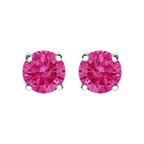 14K White Gold 1/2 Cttw Round Brilliant Cut Lab Grown Pink Diamond 4-Prong Classic Solitaire Earrings (Pink Color, VVS2-VS1 Clarity)-1 thumbnail 2