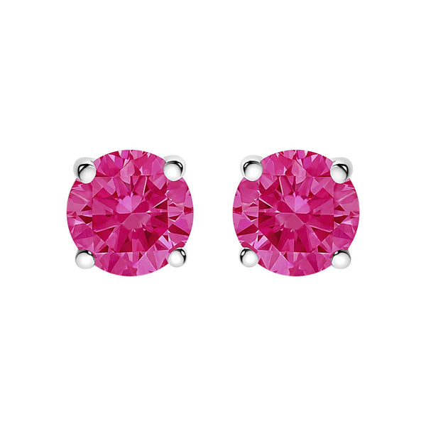 14K White Gold 1/2 Cttw Round Brilliant Cut Lab Grown Pink Diamond 4-Prong Classic Solitaire Earrings (Pink Color, VVS2-VS1 Clarity)