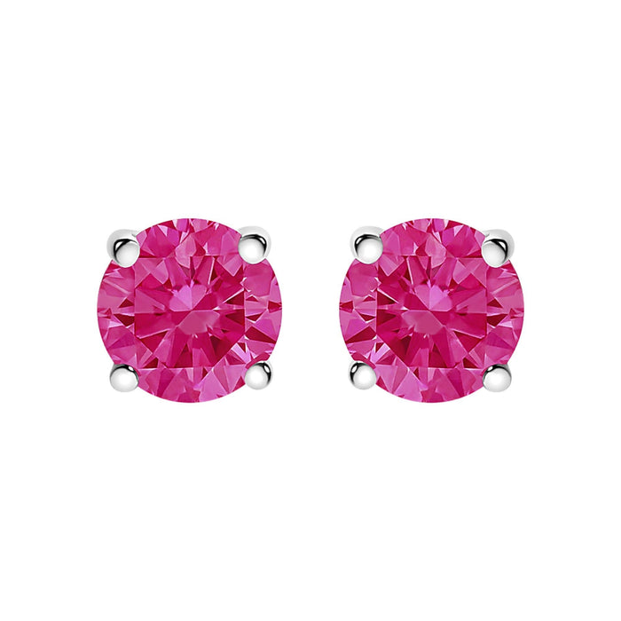 14K White Gold 1/2 Cttw Round Brilliant Cut Lab Grown Pink Diamond 4-Prong Classic Solitaire Earrings (Pink Color, VVS2-VS1 Clarity)