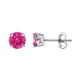 14K White Gold 1/2 Cttw Round Brilliant Cut Lab Grown Pink Diamond 4-Prong Classic Solitaire Earrings (Pink Color, VVS2-VS1 Clarity)-3 thumbnail 4