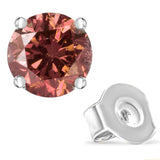 14K White Gold 1/2 Cttw Round Brilliant Cut Lab Grown Pink Diamond 4-Prong Classic Solitaire Earrings (Pink Color, VVS2-VS1 Clarity)-4 thumbnail 5