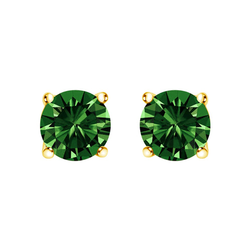 14K Gold 1/2 Cttw Lab Grown Green Diamond Classic Solitaire Stud Earrings with Pushback