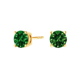 14K Gold 1/2 Cttw Lab Grown Green Diamond Classic Solitaire Stud Earrings with Pushback-2 thumbnail 3