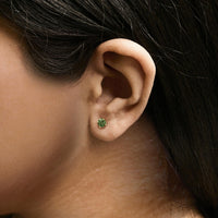 14K Gold 1/2 Cttw Lab Grown Green Diamond Classic Solitaire Stud Earrings with Pushback