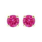 14K Gold 1/2 Cttw Round Lab Grown Pink Diamond Solitaire Stud Earrings-2 thumbnail 3