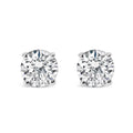 14K white gold stud earrings with 2 round diamond stones