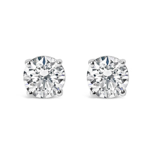 14K Gold 1.0 Carat Round Brilliant Cut Lab Grown Diamond 4-Prong Classic Solitaire Stud Earrings-1