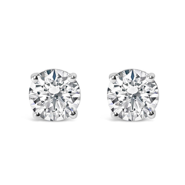 Platinum Round Lab Grown Diamond Solitaire Stud Earrings